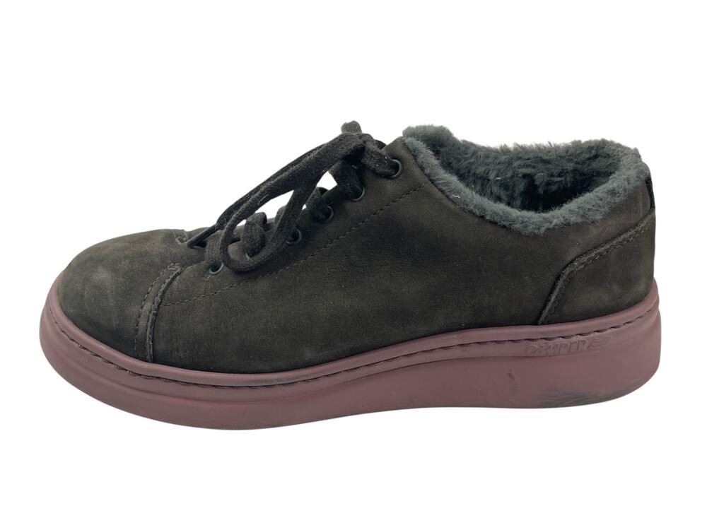 Camper Women's Green Shearling Low Top Lace Up Round Toe Sneakers Shoes Size 7